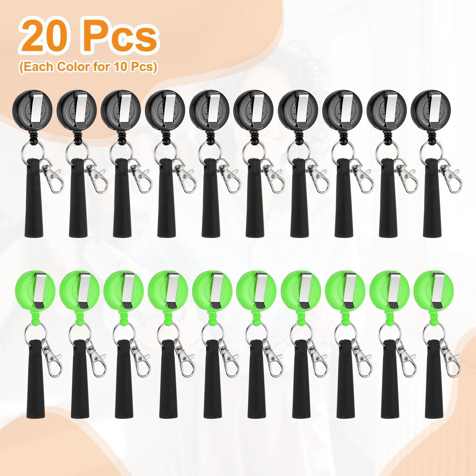 PATIKIL Retractable Pen Holder, 20Pcs Pull Pen Pencil Holder Elastic Silicone Grip Pencil Holder for Woodwork Bricklayer Markers and Carpenter Pencils, Light Green/Black - Image 3