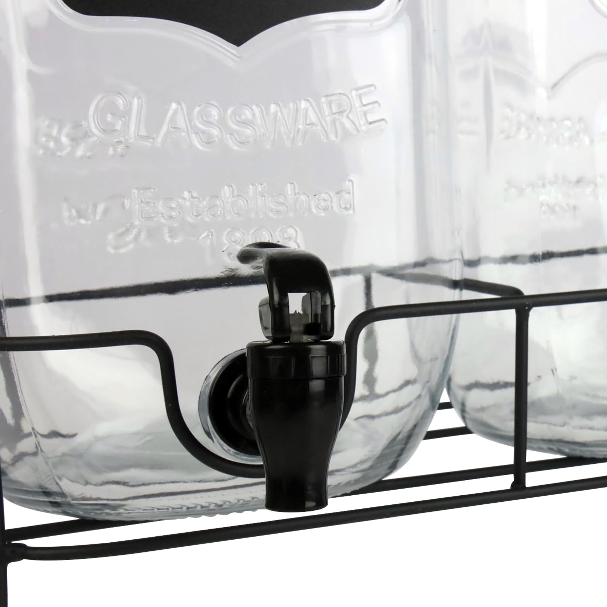 Dispenser Bevande Con Rubinetto 2x4L Con Supporto - Set 2 Dispenser Acqua In Vetro Per Limonata, Succo, Tè Freddo E Cocktail, Caraffa Con Rubinetto E Coperchio