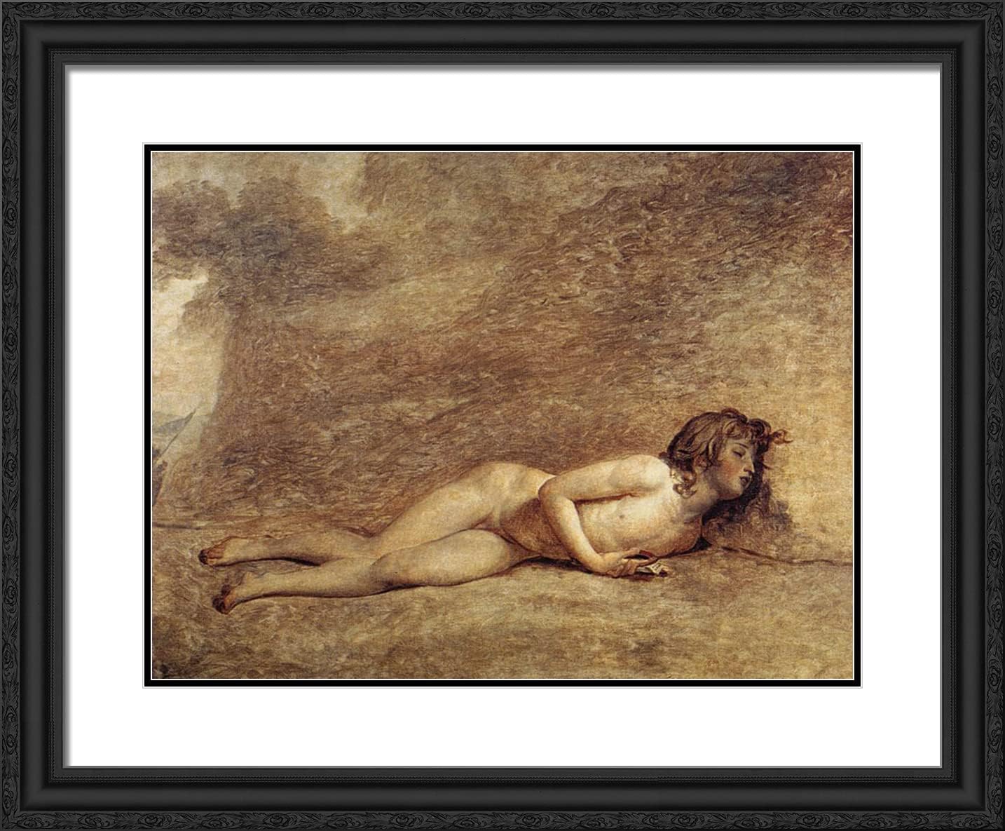 ArtDirect David, Jacques-Louis 24x20 Gold Ornate Framed Art Print with Double Matting Titled: The Death of Bara