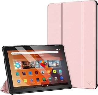 Fintie Slim Case for All-New Fire HD 10 Tablet (13th Generation, 2023 Release) - Trifold Lightweight Hard Shell Stand Cover with Auto Wake/Sleep, Rose Gold