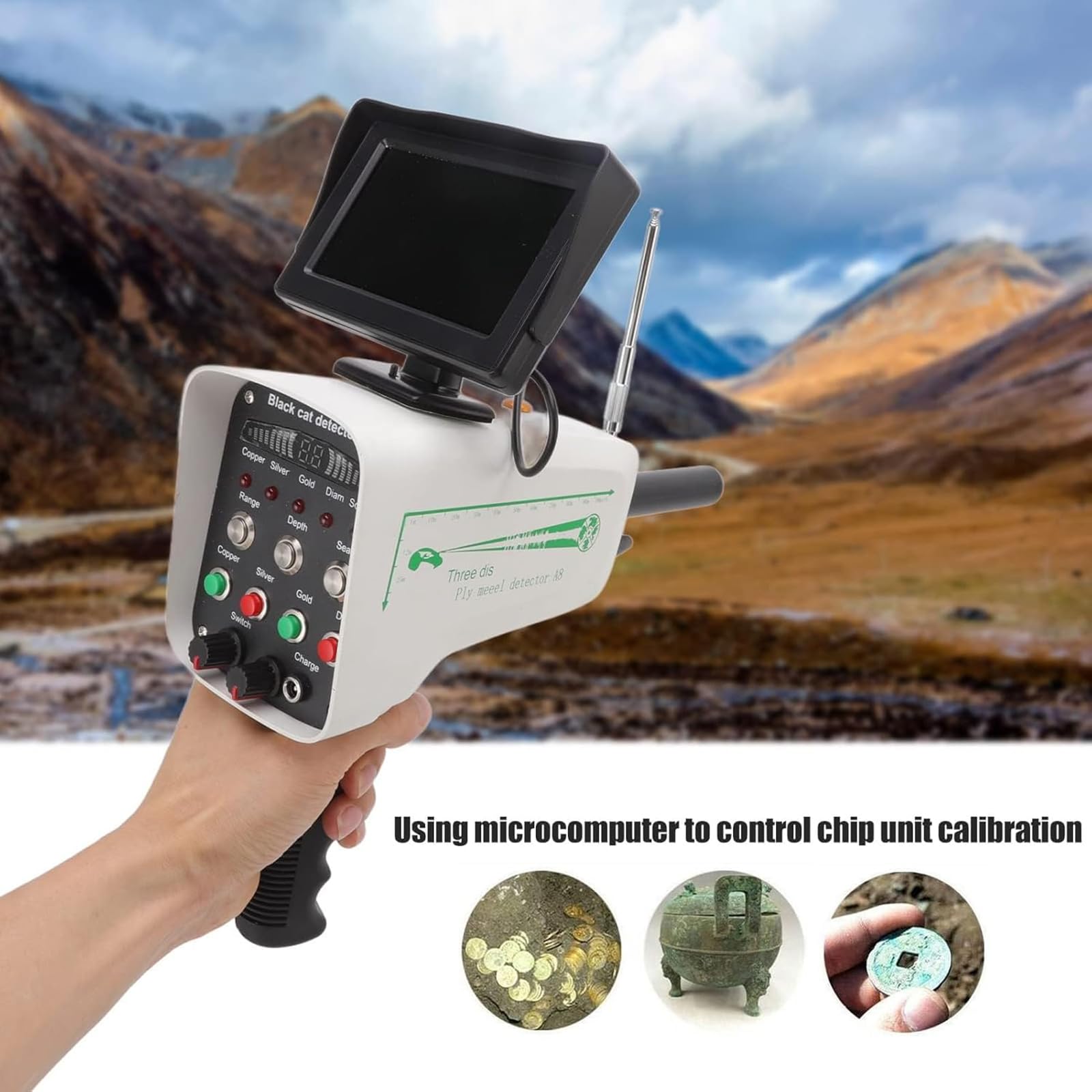 Detector de metales profesional con pantalla, buscador de plata y oro de alta precisión, 30 m de profundidad, 1000 m de rango, para cobre, plata, oro y diamante