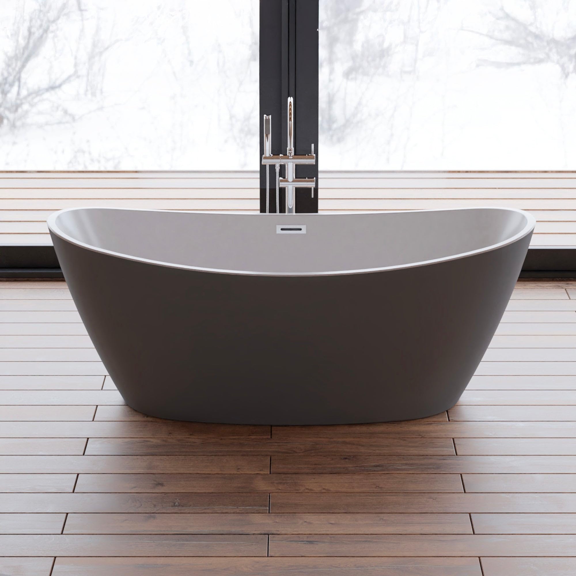SPALINA NEROON 2.0 Grigia, Vasca freestanding Ovale L 170 x l 80 cm