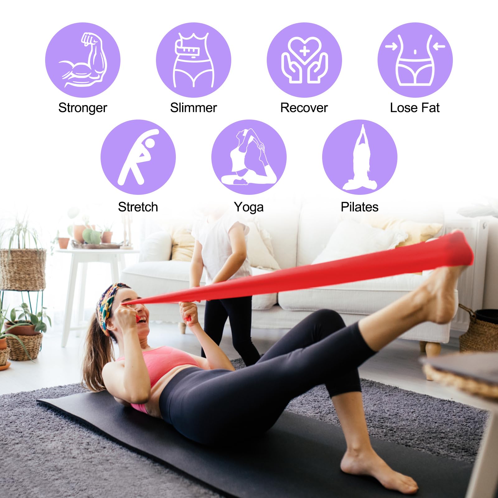 Elastico Pilates Bande Elastiche Fitness - Set 3 Pezzi Con Diversi Livelli Di Resistenza Per Palestra Elastici Palestra