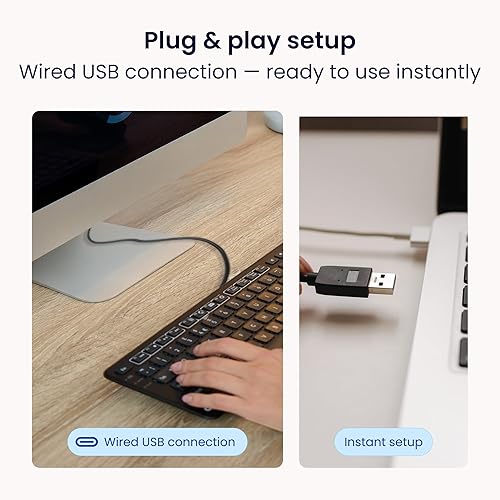 Miniatura 7 de Contour Design Teclado de equilibrio negro con cable: diseñado para RollerMouse y SliderMouse - Tamaño compacto, inclinación ajustable para soportar