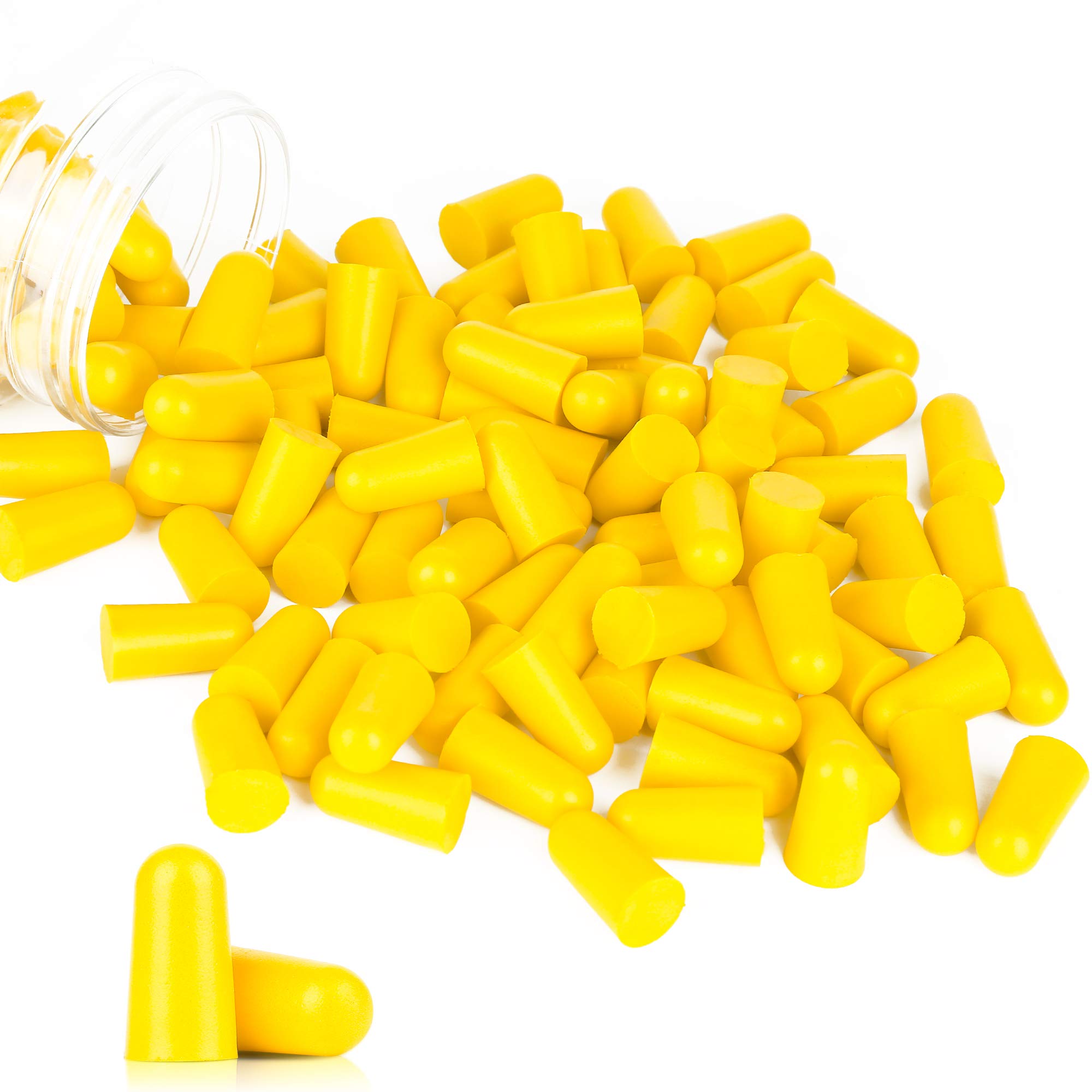 Tapones para los oídos de espuma suave, color amarillo, SNR 38 dB, cancelación de ruido, 60 pares, 2,5 cm