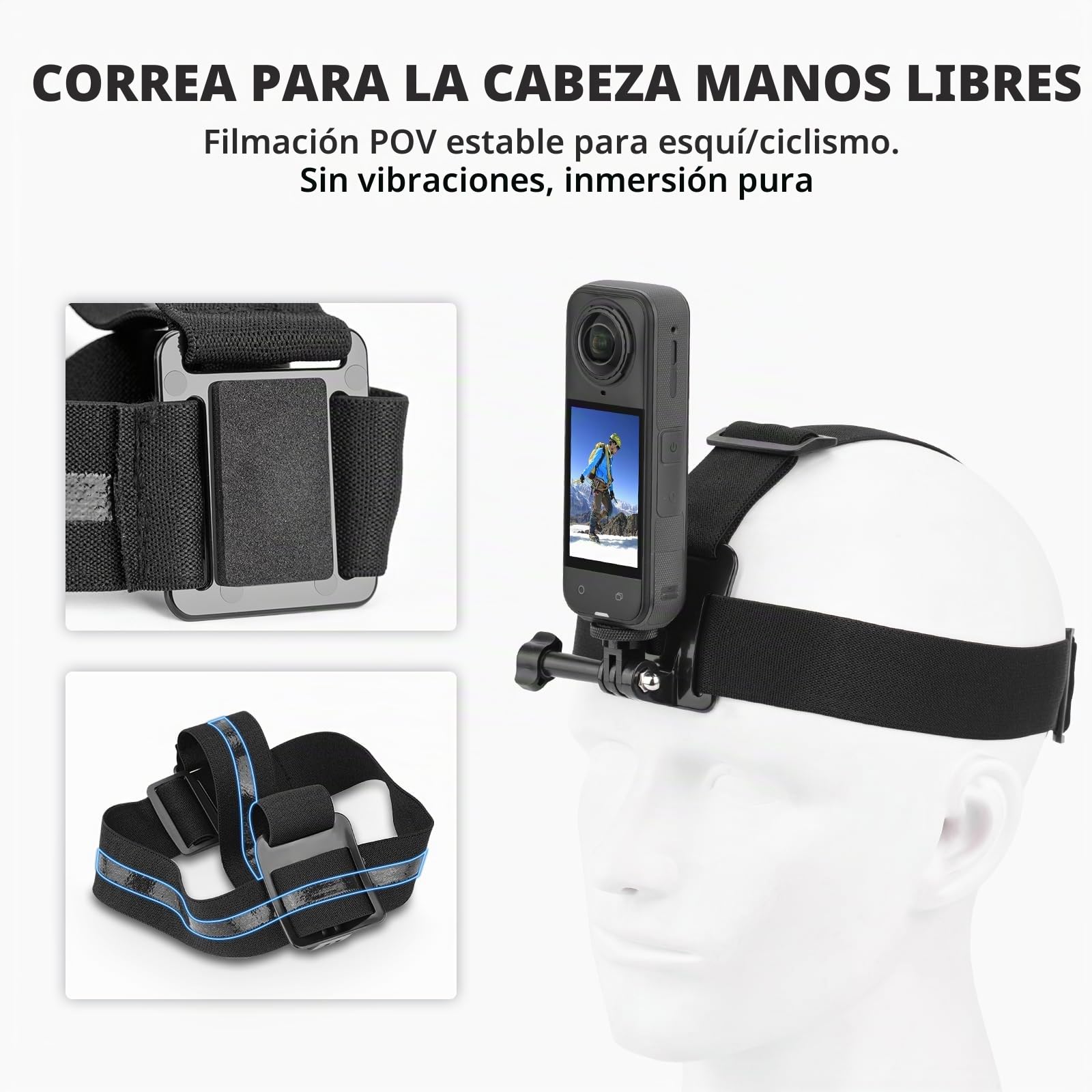 BRDRC Kit de accesorios para Insta 360 X5 X4, correa de cabeza de montaje en el pecho, correa de muñeca, adaptador giratorio de 360° + liberación rápida para Insta360 One X5 X4 X3 X2 X paquete de