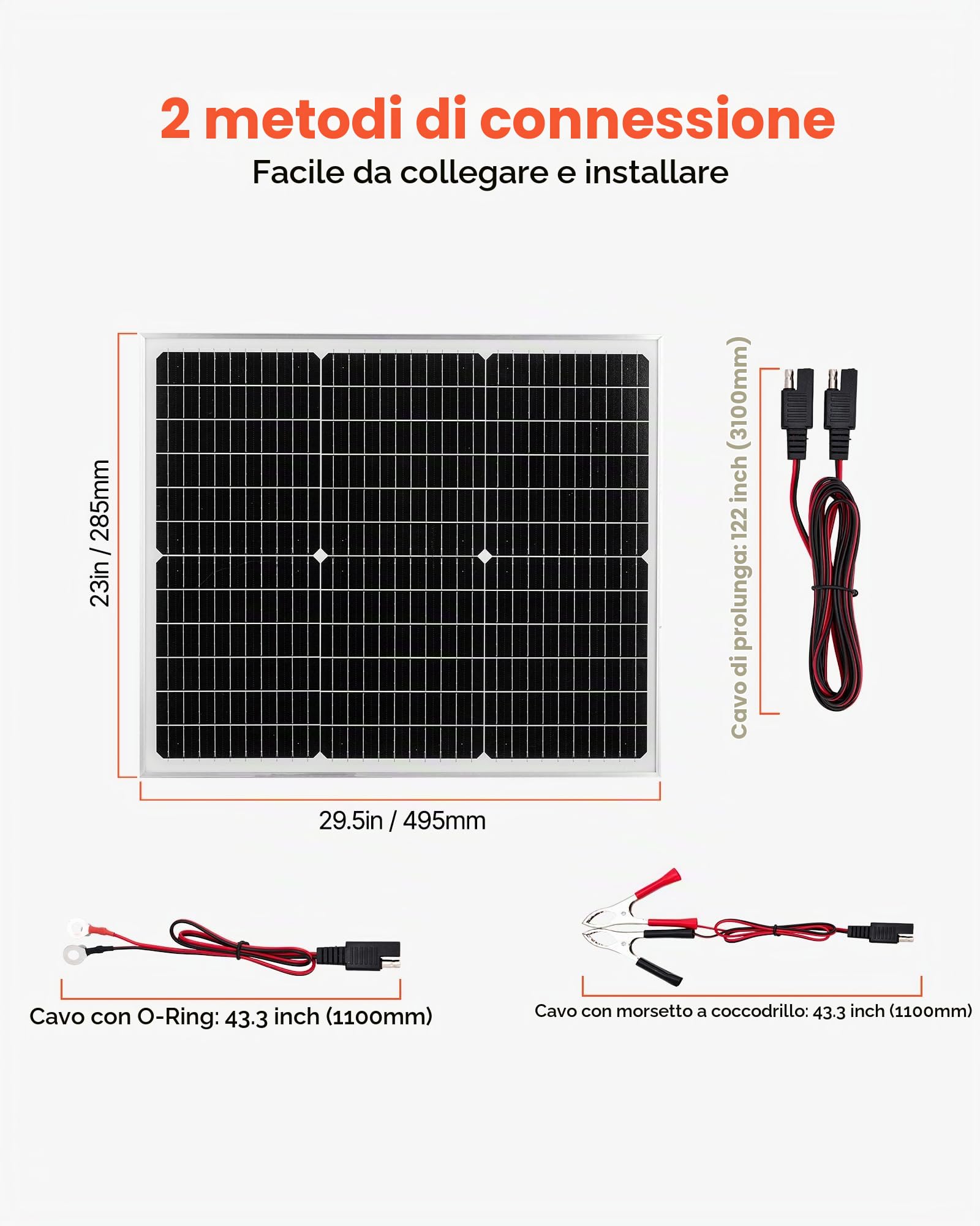 VEVOR Pannello Caricabatterie Solare, Caricabatterie Mantenitore con Pannello Solare Regolatore MPPT Aggiornato, Impermeabile IP65 per Auto, Barche, Camper, Tetti Piani (Staffa non Inclusa)
