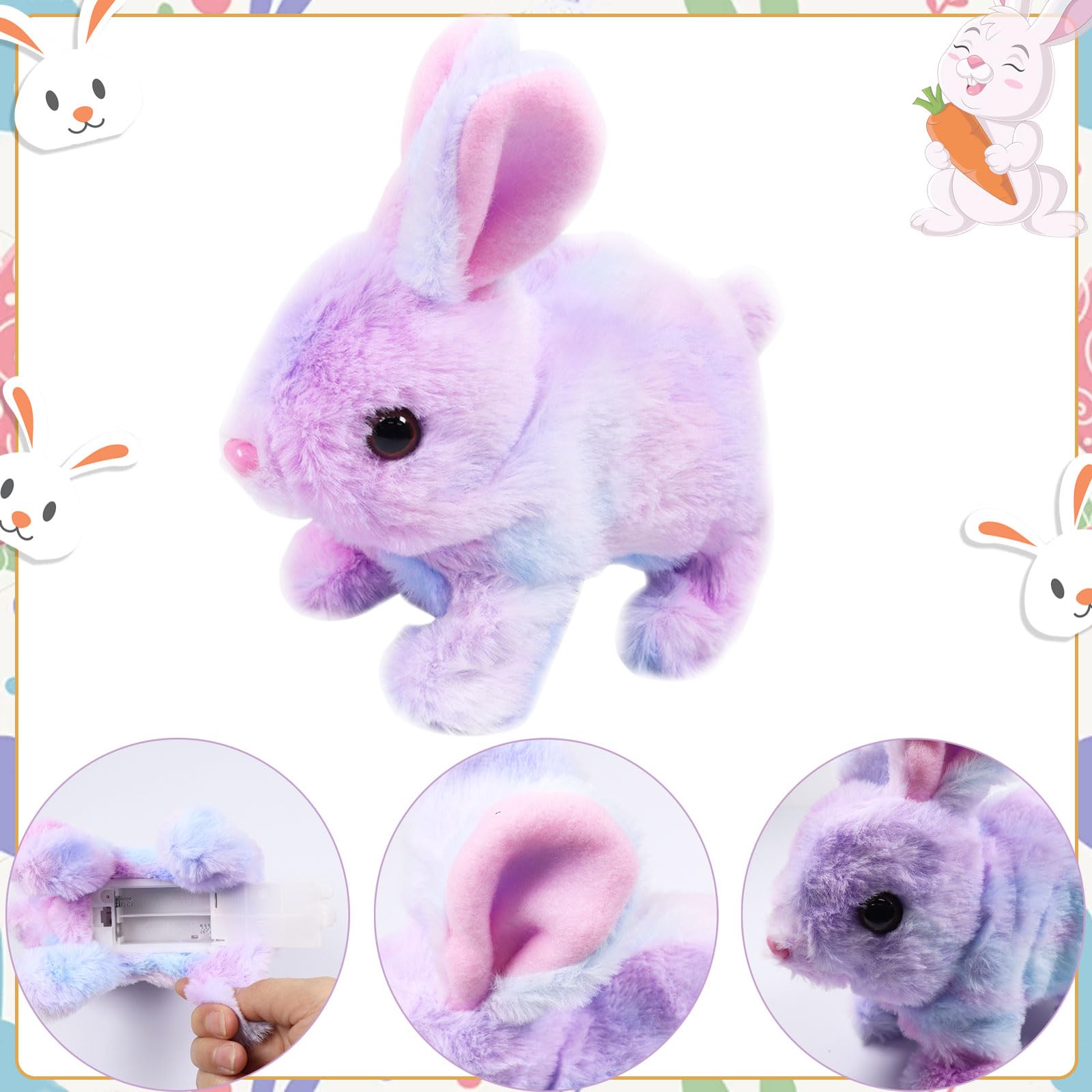 Coniglietto Rimbalzante Interattivo In Peluche - Salta, Muove Orecchie E Naso, Emette Versi, Morbido, Regalo Di Pasqua E Natale Per Bambini