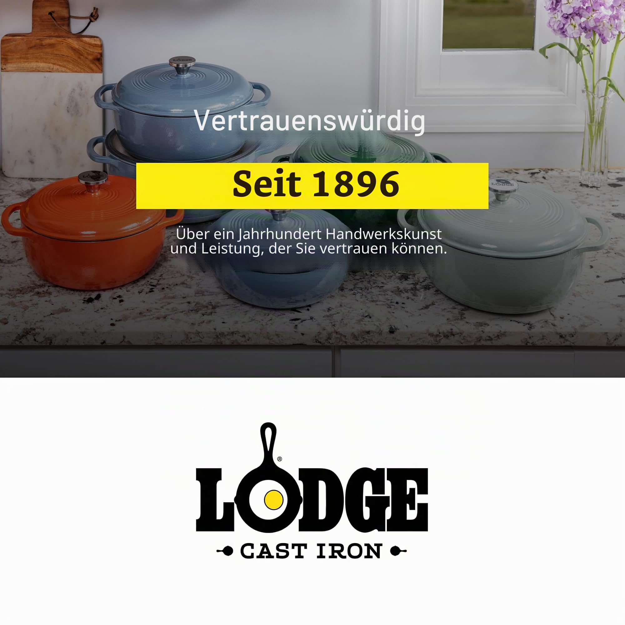 Lodge Ovaler Schmortopf aus emailliertem Gusseisen mit Deckel, Doppelgriffe, ofenfest bis 260 °C oder auf dem Herd, zum Marinieren, Kochen, Backen, Kühlen und Servieren, Island Spice Red