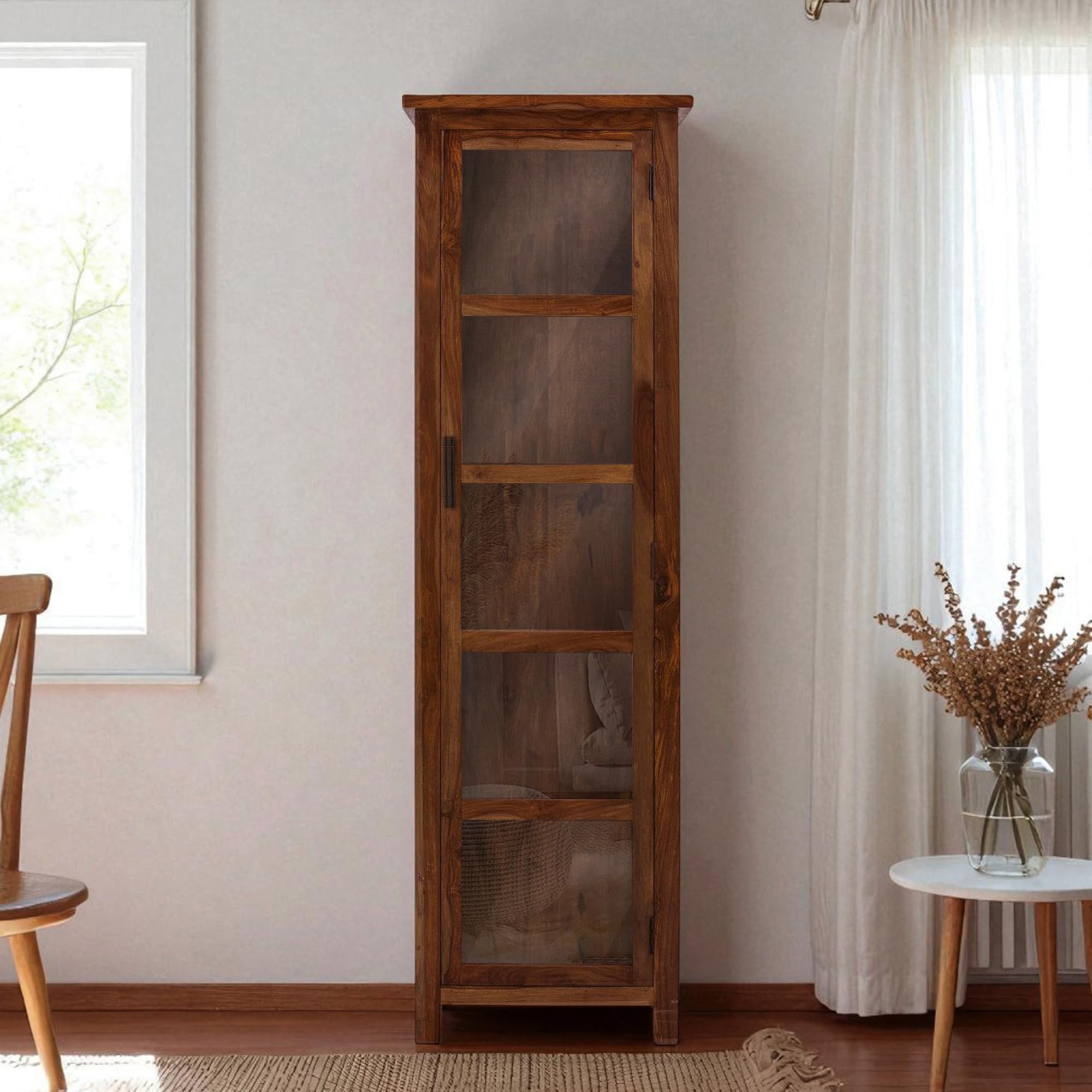 The Attic Arkansas Kitchen Cabinet Multipurpose Cabinet for Bedroom Living Room Study bar, Solid Wood Bookshelf/Kitchen Cabinet, Honey Matte Finish
