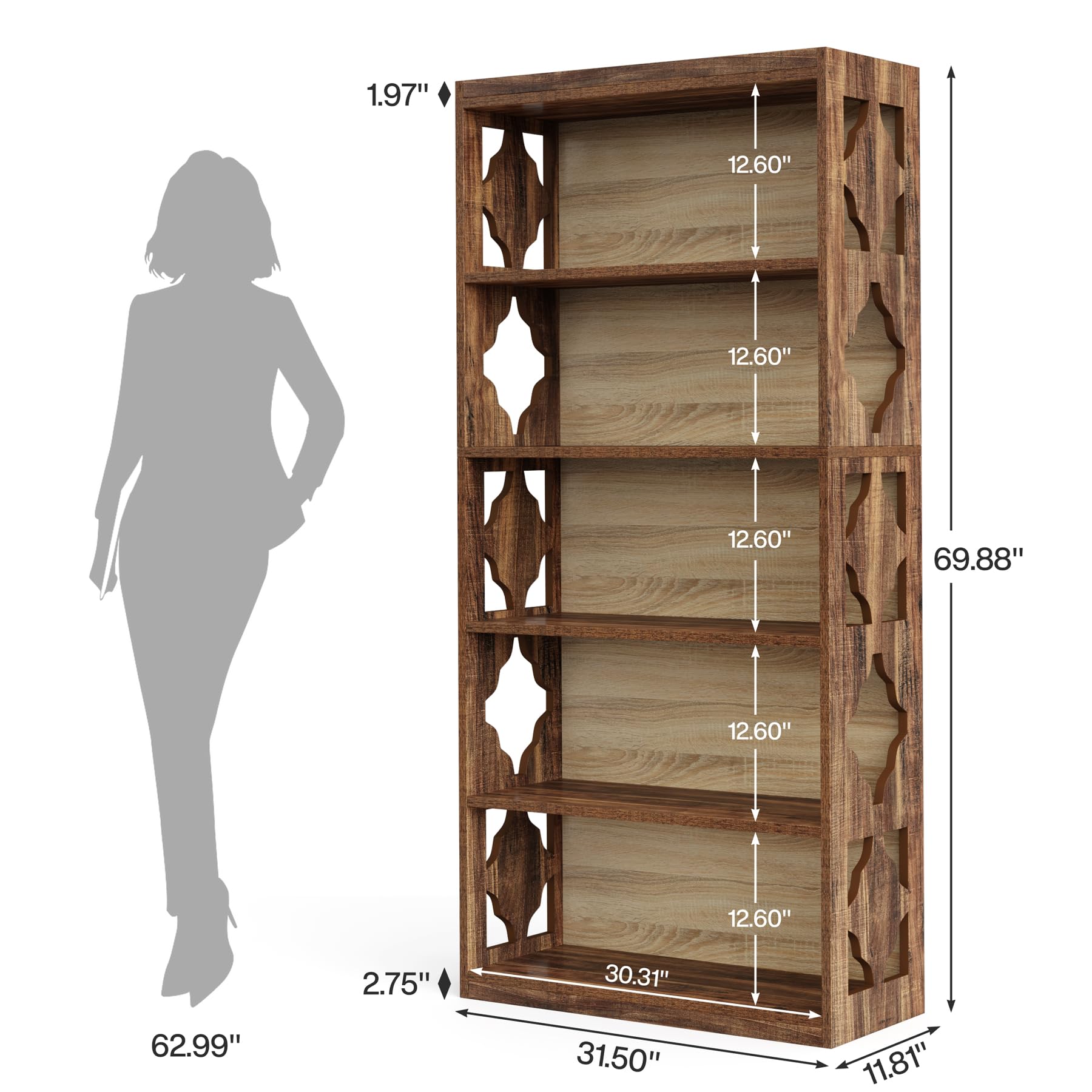Tribesigns - Estantería de 6 Niveles, estantería Independiente de 70 Pulgadas de Alto con estantes de Almacenamiento, estantería Abierta de Madera para Sala de Estar y Dormitorio