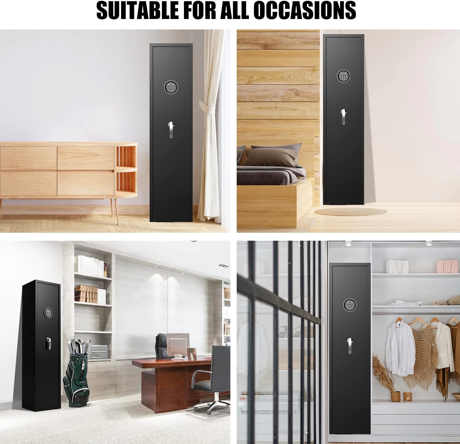 MARCREE Digital Password Long Gun Safes,Rifle Gun Safe Quick Access 5 Gun Storage Cabinet for Home Rifles Shotguns, Adjustable Support Frame, Removable Shelf, for Rifles Shotguns Pistols