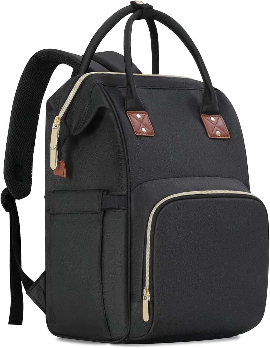 Femuar Diaper Bag Backpack Multifunction Maternity Nappy Baby Bag for Girls & Boys Large Capacity Travel Diaper Bags Dark Black
