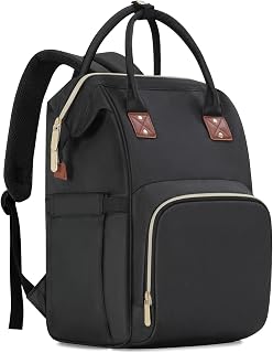 Femuar Diaper Bag Backpack: Large Capacity Multifunctional Maternity Nappy Bag for Boys & Girls, Travel Ready Dark Black