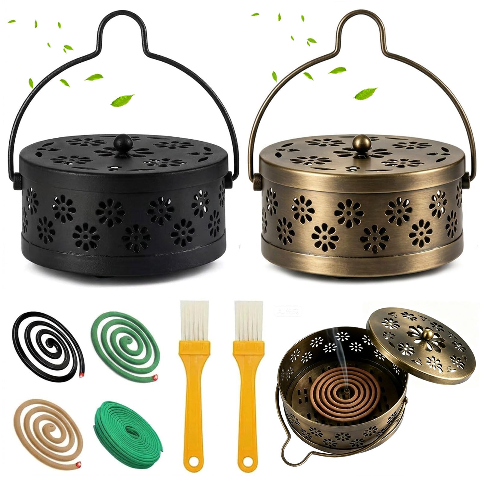 Mosquito Coil Holder - 2-Pack Snowflake Design Metal Incense Burner Outdoor — image 1