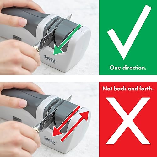 Vista 15 de Smith's 50005 Edge Pro - Afilador de cuchillos eléctrico compacto, amarillo y gris, afilador de 2 etapas de borde recto, afilado eléctrico y manual