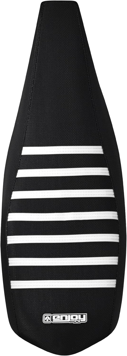 Enjoy Mfg Seat Cover - Compatible with Yamaha 2004-2013 YFZ 450 4 Wheeler Quad ATV #200 (All Black/White Ribs)