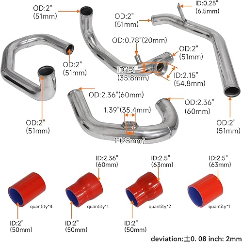 Miniatura 5 de PKSABB Kit de tubo de carga intercooler de montaje frontal para Volkswagen VW Jetta Golf GTI GLGLIGLS MK4 1.8T 1.8L 98-05 motores FMIC atornillado