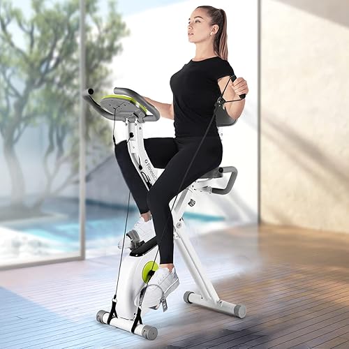 Miniatura 7 de Fitnessclub Folding Exercise Bike with 8-Level Adjustable Magnetic Resistance  Upright and Recumbent Stationary Bike, Perfect Workout Bike for Home