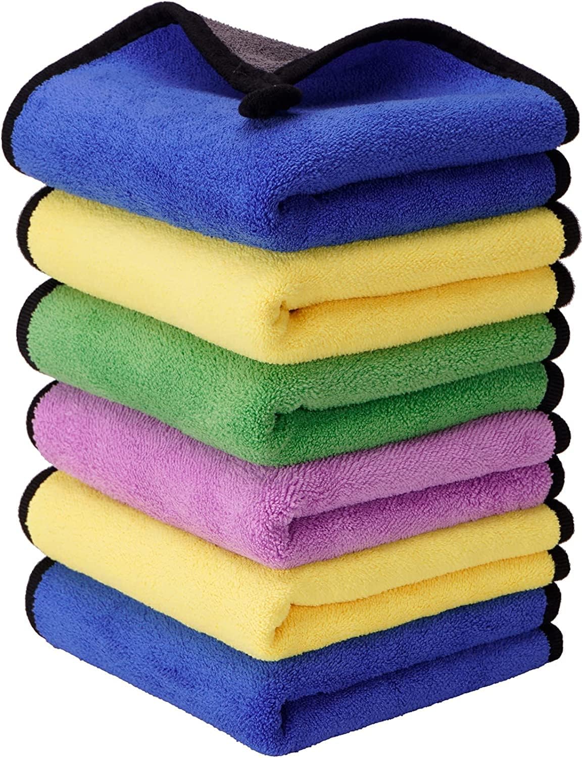 Auto Hub Microfiber Car Cleaning Cloth - Og Soft 800 Gsm (30X40 Cm) Microfiber Cloth For Car And Bike - Scratchless Drying And Detailing 30X40 Cm, Pack Of 6, Mix, Multicolor