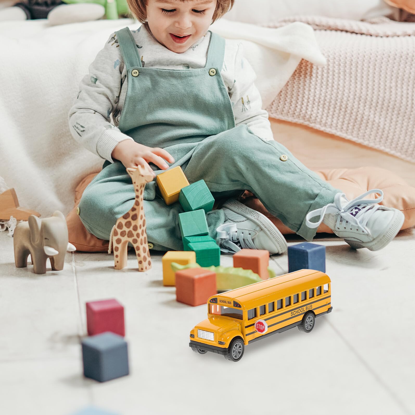 GARVALON Jouet de Bus Scolaire Miniature Jaune en Alliage 2 Pièces