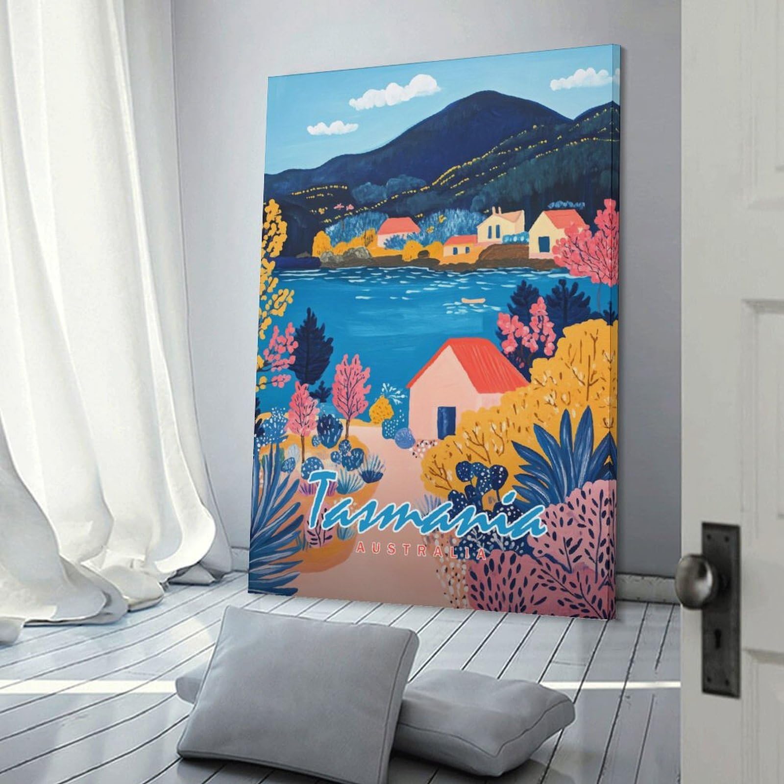 Junmoney Tasmania Landscape Painting Hanging Wall Art, 20x30inch(50x75cm), for New Homes, Bedrooms Or Workspaces, Thoughtful Wall Decor for Art Lovers