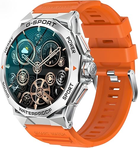 Relojes inteligentes militares para hombres, pantalla AMOLED HD de 1.43 pulgadas, más de 100 modos deportivos, 5ATM, impermeable, rastreador de