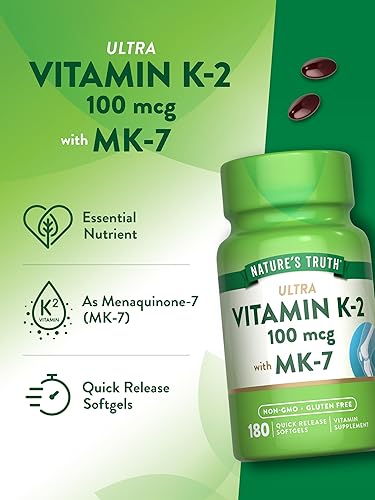 Miniatura 5 de Nature's Truth Vitamina K2 MK7  100 mcg  180 cápsulas de cápsulas blandas  Suplemento sin OMG y sin gluten
