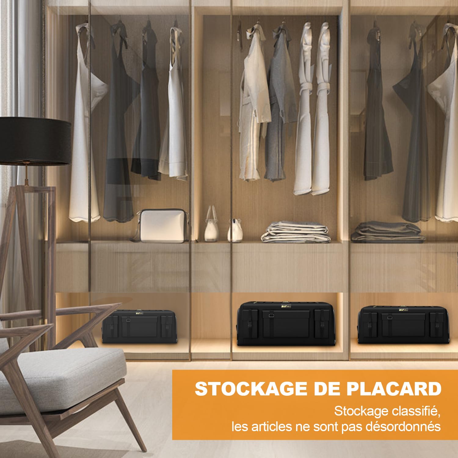 Ergocar Organisateur de Coffre de Voiture Sacs pour Coffre de Voiture en Oxford Sac 3 Fois la Taille Pliable Grande Capacité Organiseurs pour Auto/SUV/Camion (Noir, 70L avec Poches latérales)