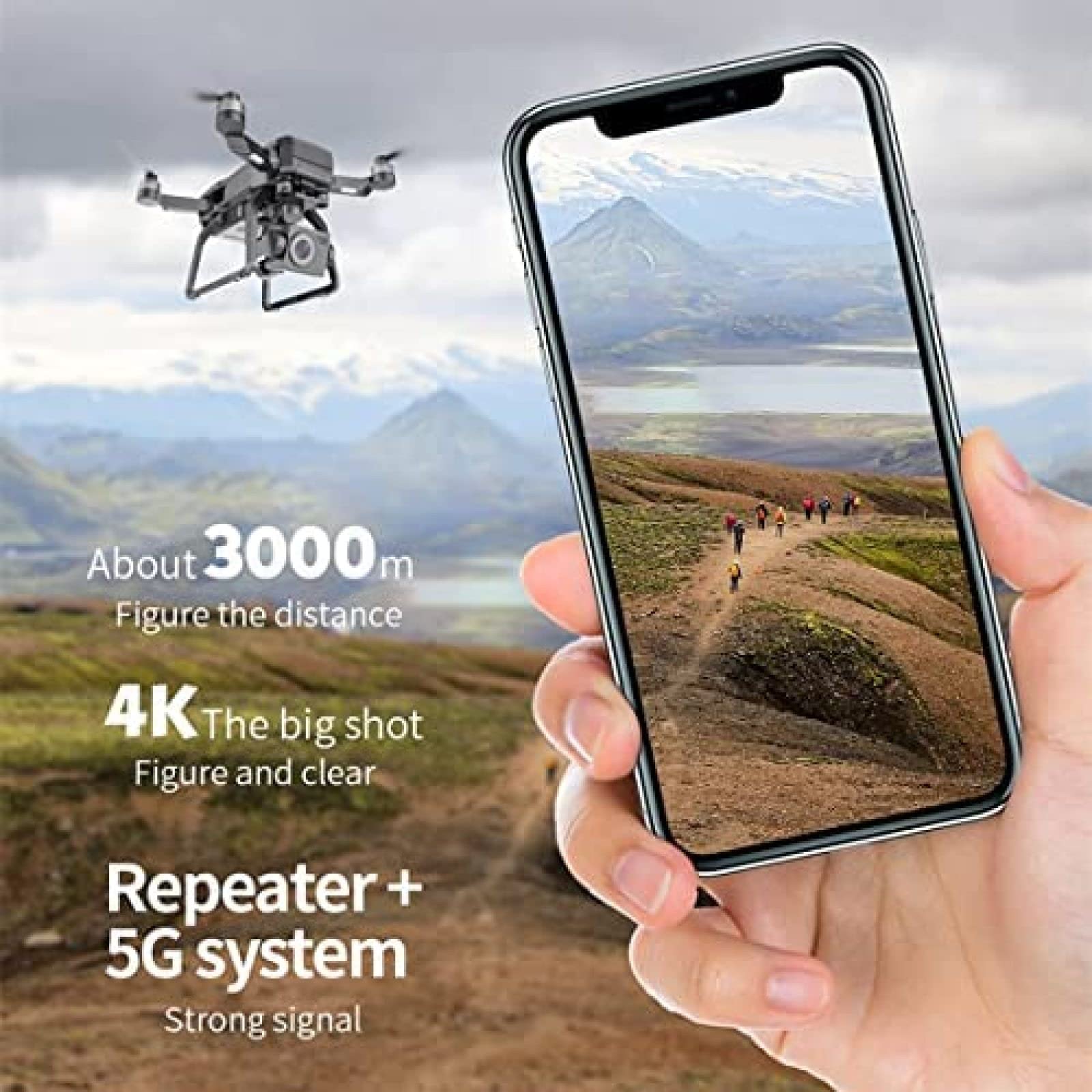 Die 5G WiFi 3KM HD Drone Kit,SJRC F7 PRO Photography Drone 3-Axis Mechanical Gimbal 4K Brushless GPS Follow Drone with Portable Bag,Single Battery Version,Constructive23
