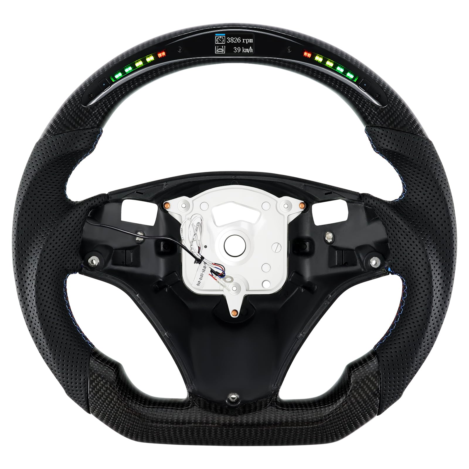 Carbonfaser-Lenkrad, Lederlenkrad D-Form Flachboden LED Schaltanzeige Lenkrad für BMW M Sport 1/3 Serie M3/E88 E90 E91 E92 E93 2005-2012