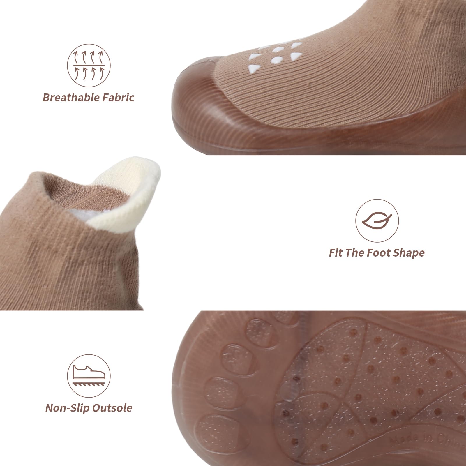 EDOTON Skarpety dla niemowląt, buty do pierwszego chodzenia, antypoślizgowa gumowa podeszwa, trampki, buty outdoorowe dla małych dzieci, chłopców, dziewcząt