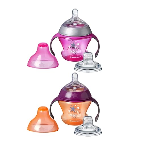 Tommee Tippee Closer to Nature First Sips - Vaso de transición con asas sin BPA más de 4 meses 2 unidades