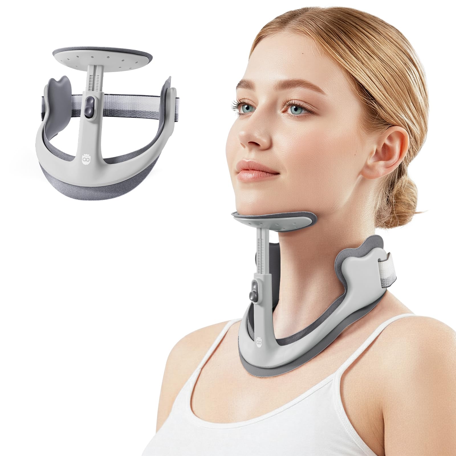 Posture Corrector for Neck Cervical Spine Alignment - 360 Adjustable Neck Collar with 28 Levels Memory Foam Support