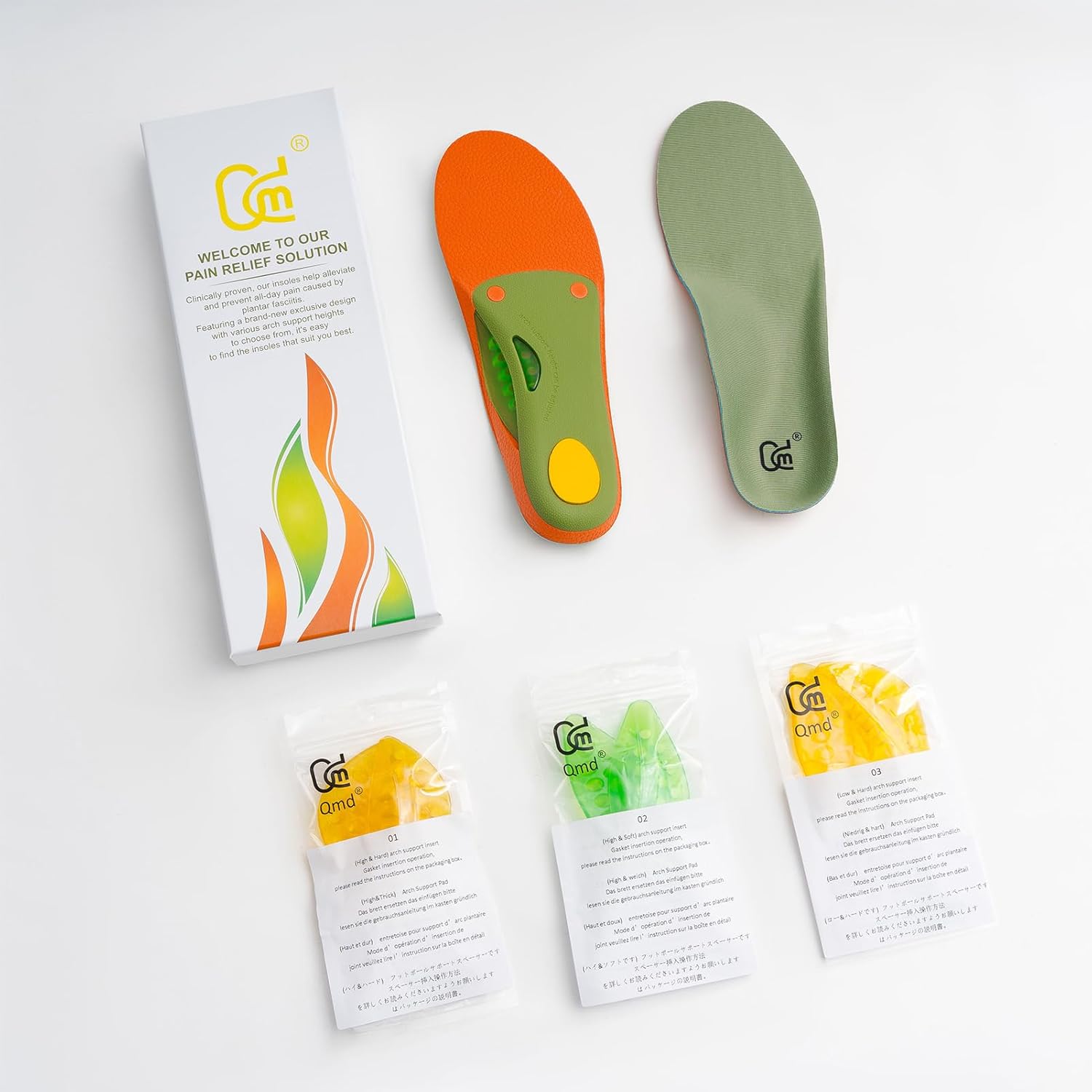 Plantar Fasciitis Insoles, Adjustable Arch Support Insoles with 4 Pairs Arch Support Inserts for Different Heights and Hardness of Left and Right Feet, Orthotic Insoles for Walking & Standing - Image 3