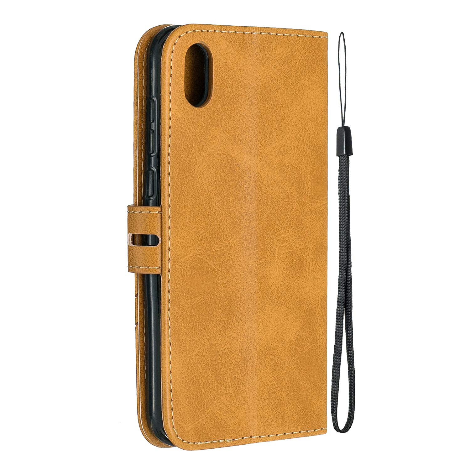 Custodia In Pelle PU Per Huawei Y5 2019 / Honor 8S – Flip Cover Con Portafoglio E Supporto – Giallo Retro