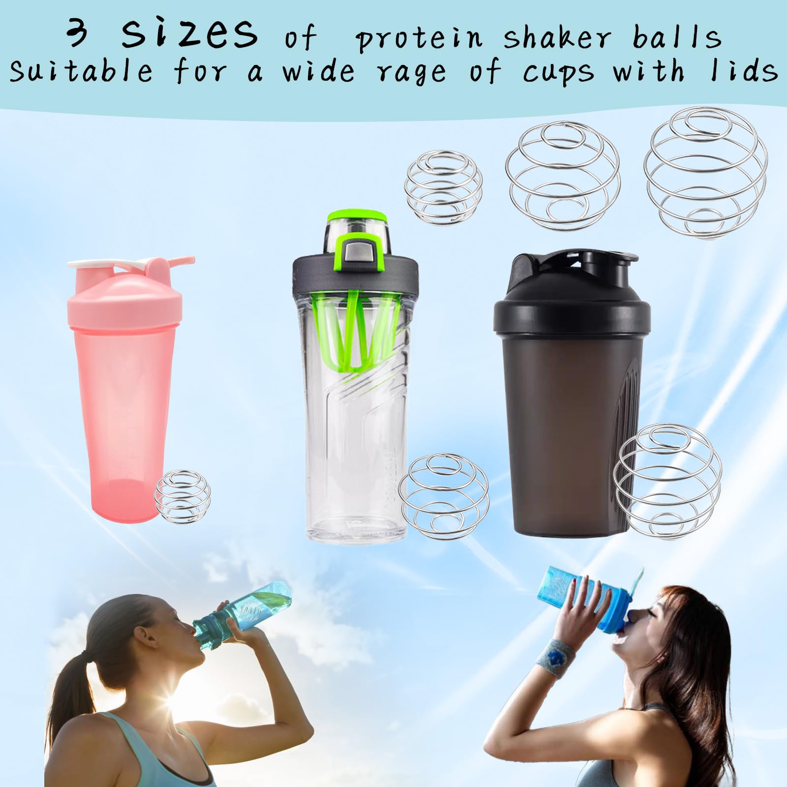 Shaker Ball shaker Ball shaker Ball shaker Ball shaker Ball Metal Mixer Bottle Typ Kulki Blender Sport i Fitness Protein Shaker do napojów mieszanych białkiem (3 rozmiary)