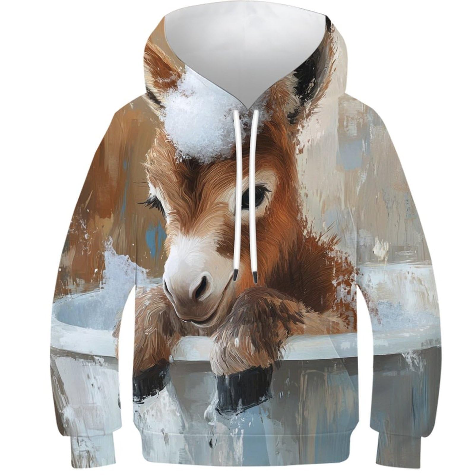 Sweat à capuche enfant imprimé 3D âne pull ado 12-14 ans - 8