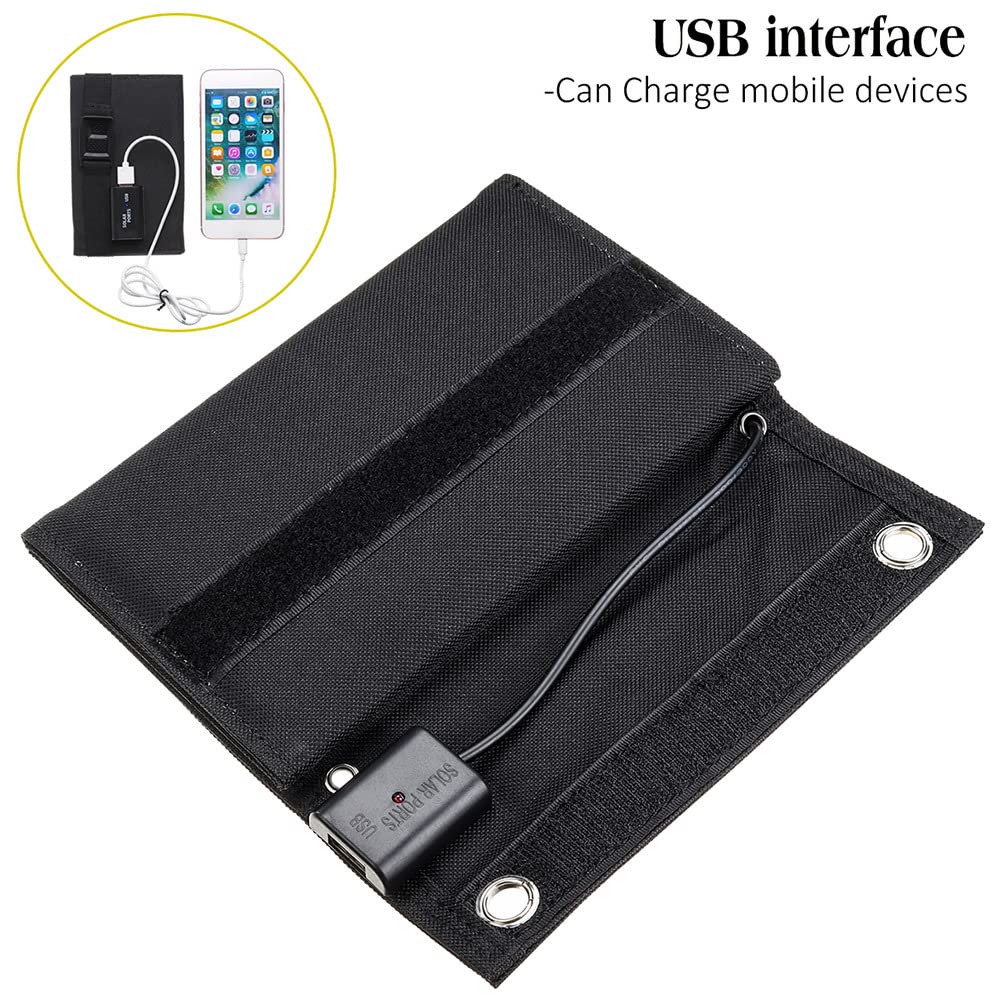 Panneau Solaire Pliable, Chargeur de cellules solaires étanche Portable 15 W avec câble de données 10 en 1, pour Chargeur de randonnée en Camping en Plein air