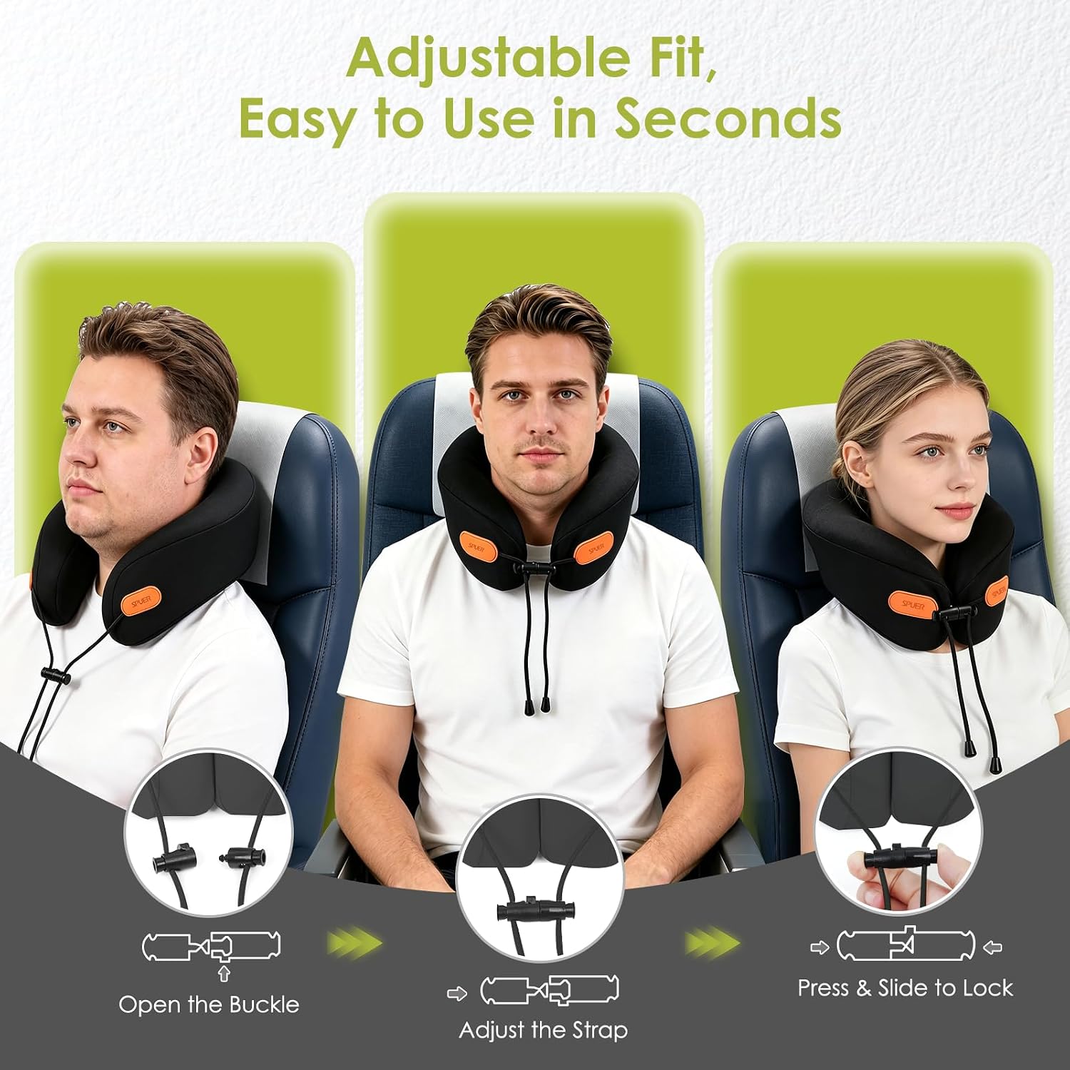 Travel Pillow for Airplane, Memory Foam Neck Pillow with 360° Neck Support | Long Trip Comfort Kit, Soft Memory Foam, Adjustable Fit, Breathable Washable Cover, 3D Eye Mask, Earplugs, Compact Carry Case