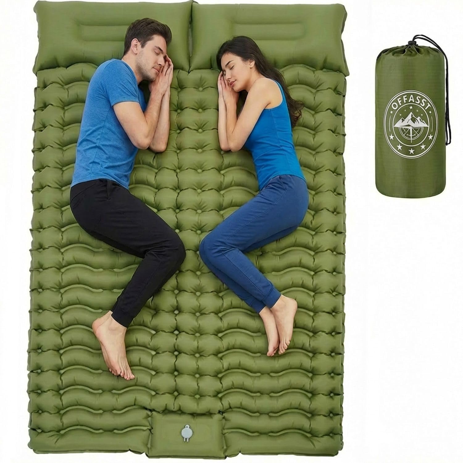 Matelas pour 2 Personnes, Double Matelas de Camping épais - Matelas Gonflable Ultra léger - Matelas Gonflable pour Le Camping, l'extérieur - pour la Plage et la randonnée - avec Pompe