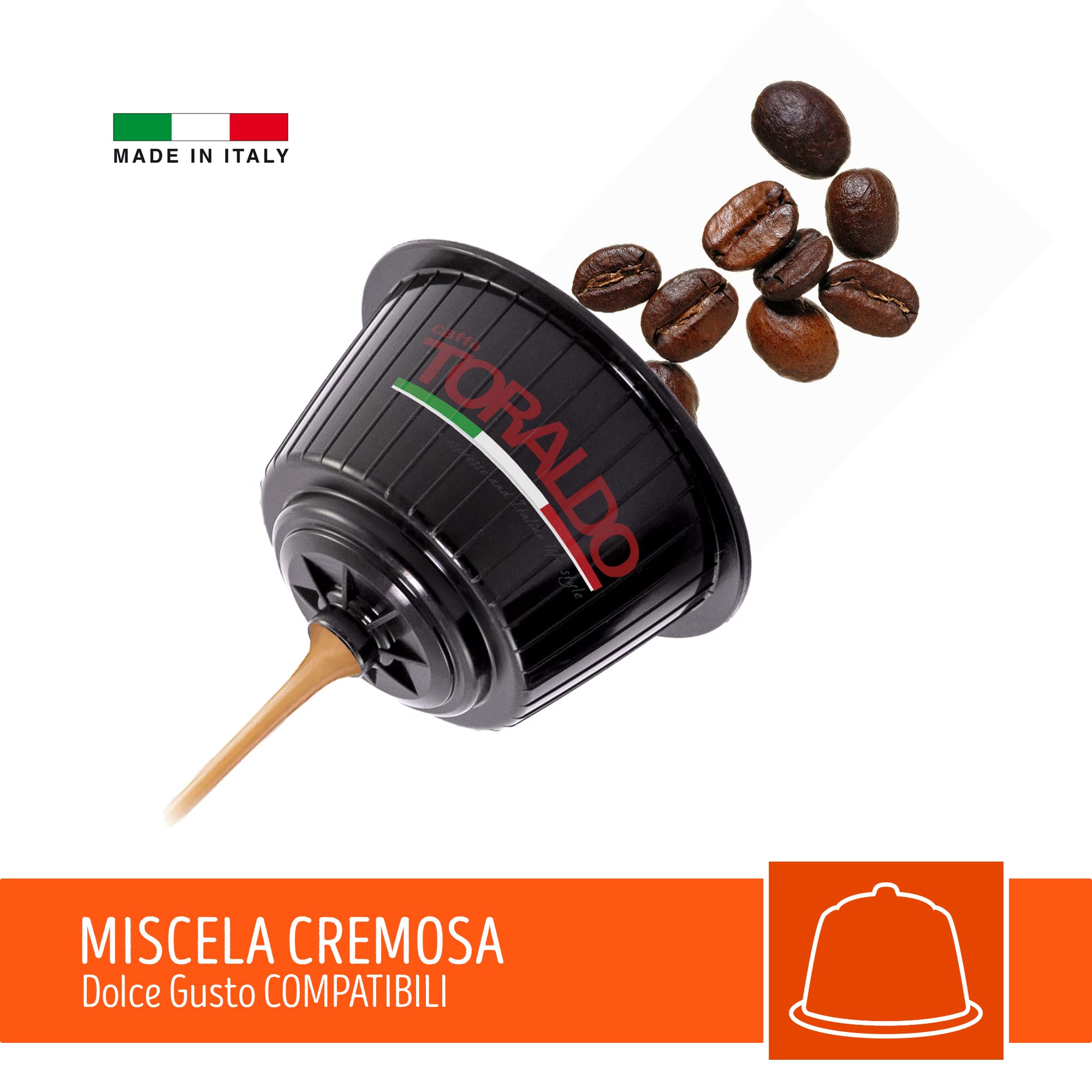 CAFFÈ TORALDO Kompatybilny z Dolce Gusto* | Select, palona i palona we Włoszech | doskonałość kawy neapolitańskiej (400 kapsułek, kremowa mieszanka)