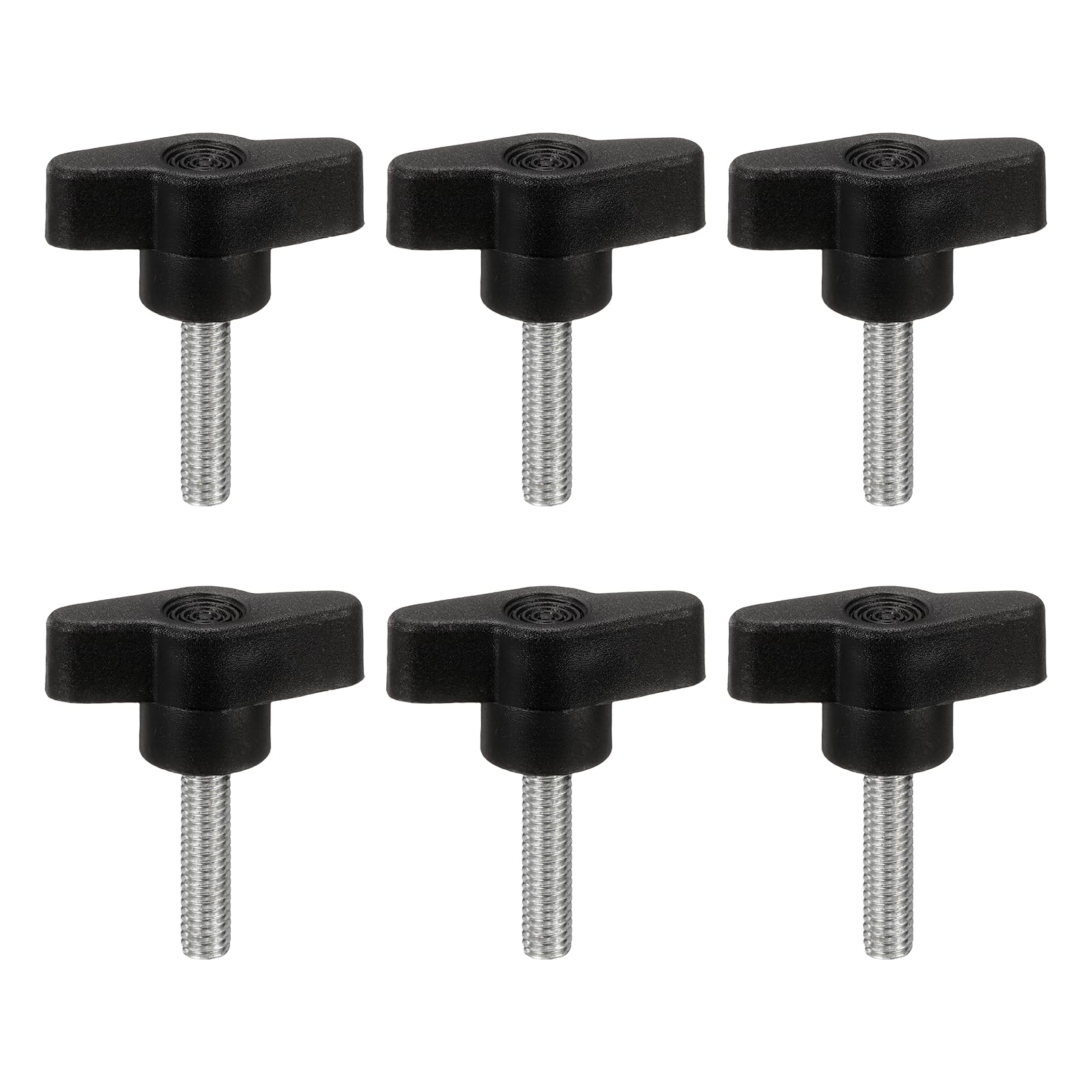 PATIKIL M6 x 25mm Tee Wing Thumb Screws, 6Pcs Carbon Steel Mechanical Handle Bolt Thumb Screws for Remove Replace Hand Clamping Tightening Knobs Power Supply, Black