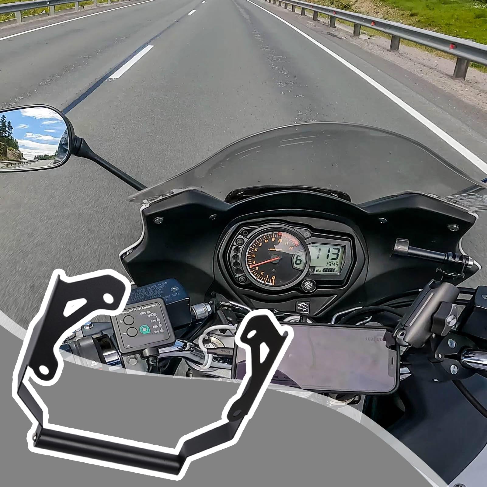 Generico Porta Telefono Per Motocicletta Supporto GPS in Alluminio per Moto | Barra Di Espansione, Porta Smartphone, Supporto Gps Per Moto