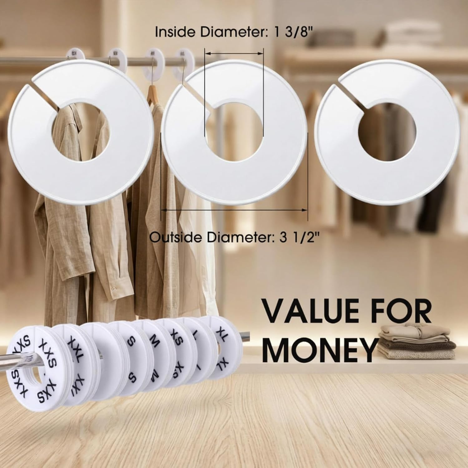 Blulu 10 Pack Clothing Rack Size Dividers Round Hangers Dividers