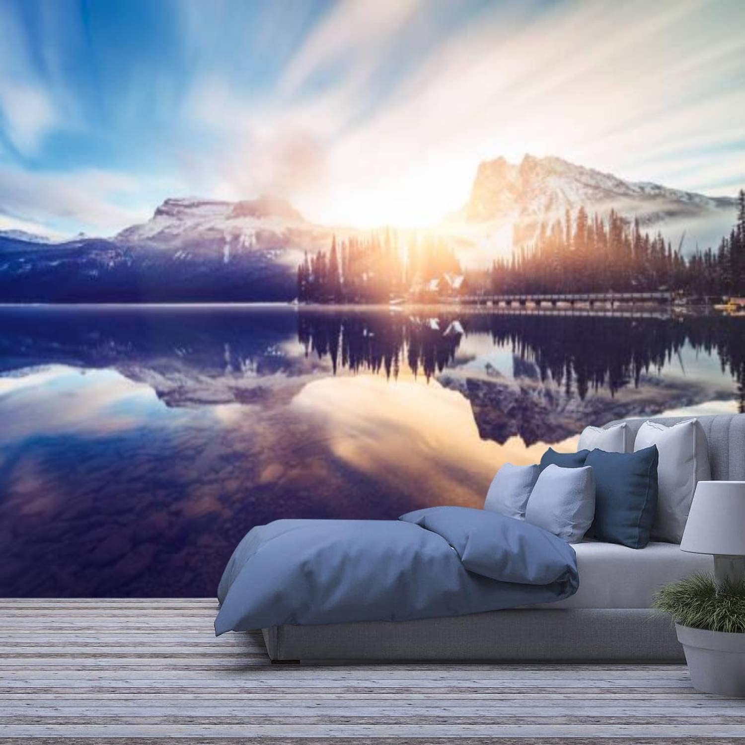 Papier peint photo mural 3D paysage alpin déco salon et chambre
