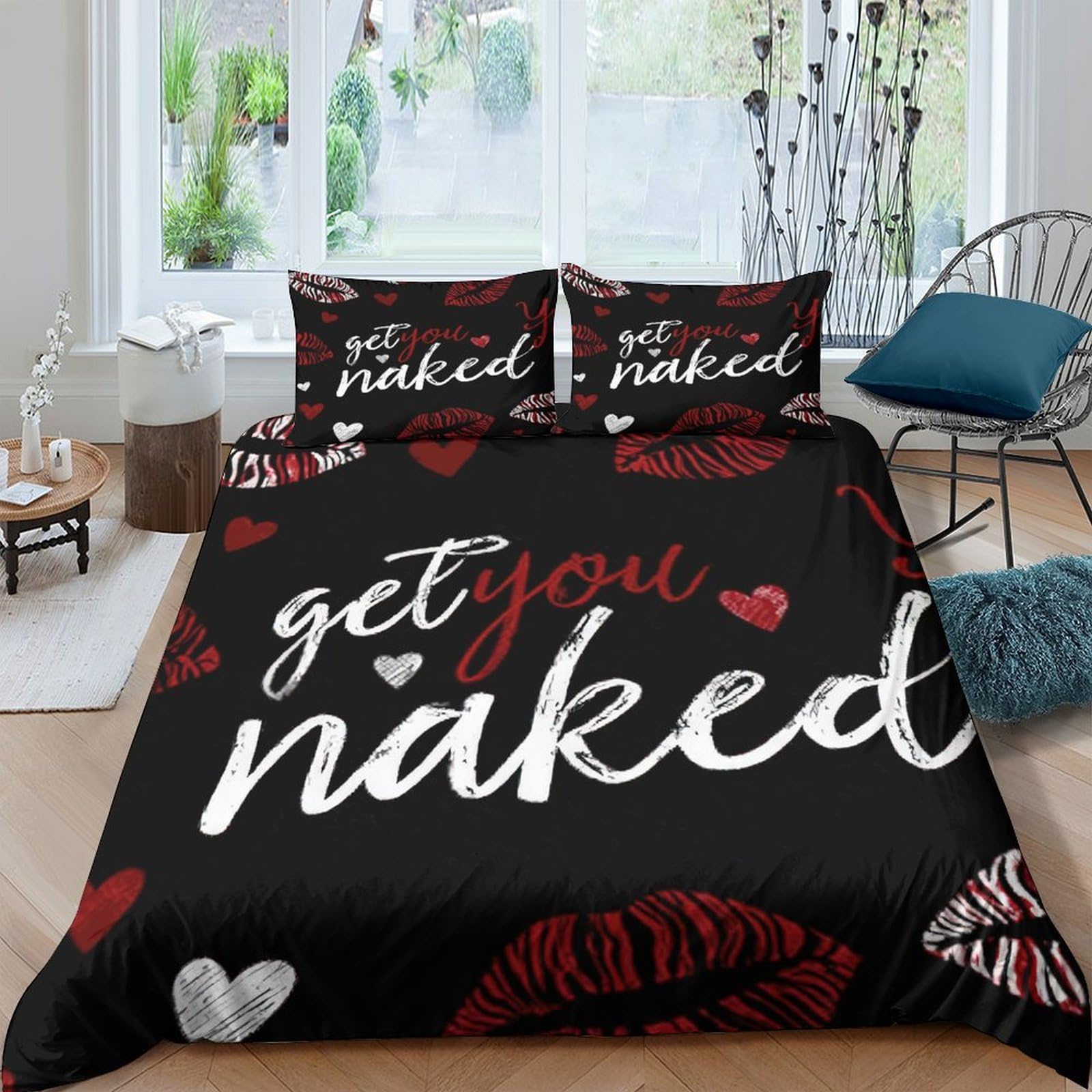 Ctjqhvkz Style-8 3D Printed Romantic Lips Fitted Sheet Microfiber Kiss Letter Bed Cover For Bedroom Guest Room Decor Protection Single（135X200cm）