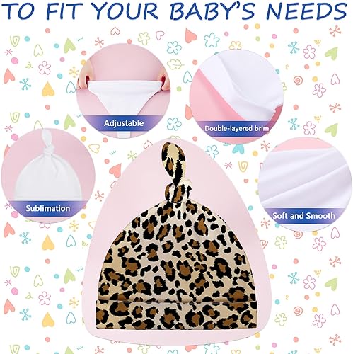 Miniatura 3 de SATINIOR 3 gorros de sublimación en blanco para bebé, gorros blancos en blanco para recién nacidos, gorros anudados ajustables para sublimación para