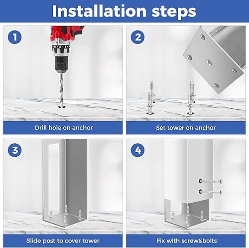 Miniatura 3 de Torre de montaje de poste de hormigónmadera para valla de vinilo, 2 piezas, poste de valla para valla de vinilo de 4 x 4 x 24 pulgadas, material de