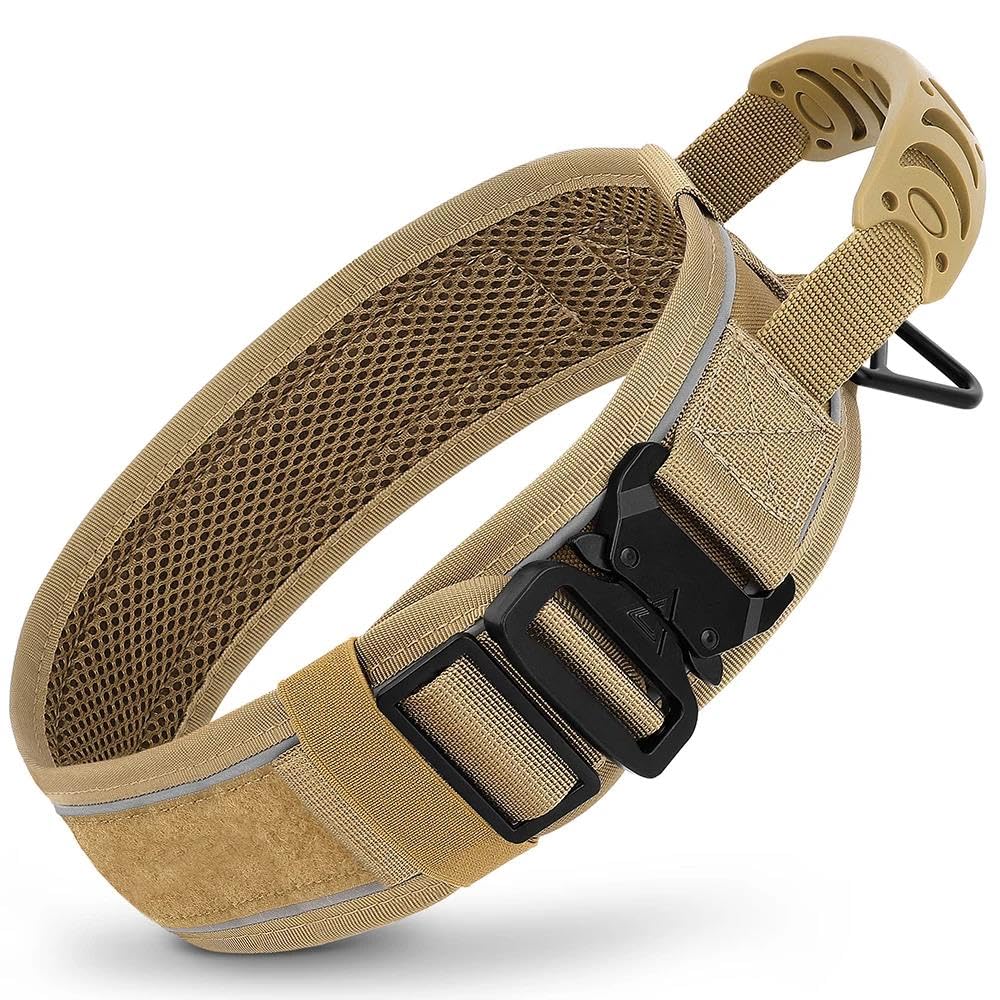 Collier tactique militaire pour chien de taille L avec poignée de contrôle nylon